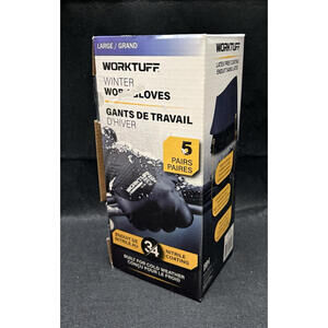 Worktuff | 5pk LARGE Winter Insulated Nitrile Coated Work Gloves - Open Box